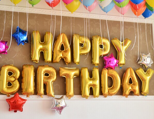 16 &    Foil ǳ Ƽ  ǳ  Ƽ 13pcs / sets   ǰ /16&Gold Sliver Letter Foil Balloons HAPPY BIRTHDAY 13pcs/sets for Party balloon